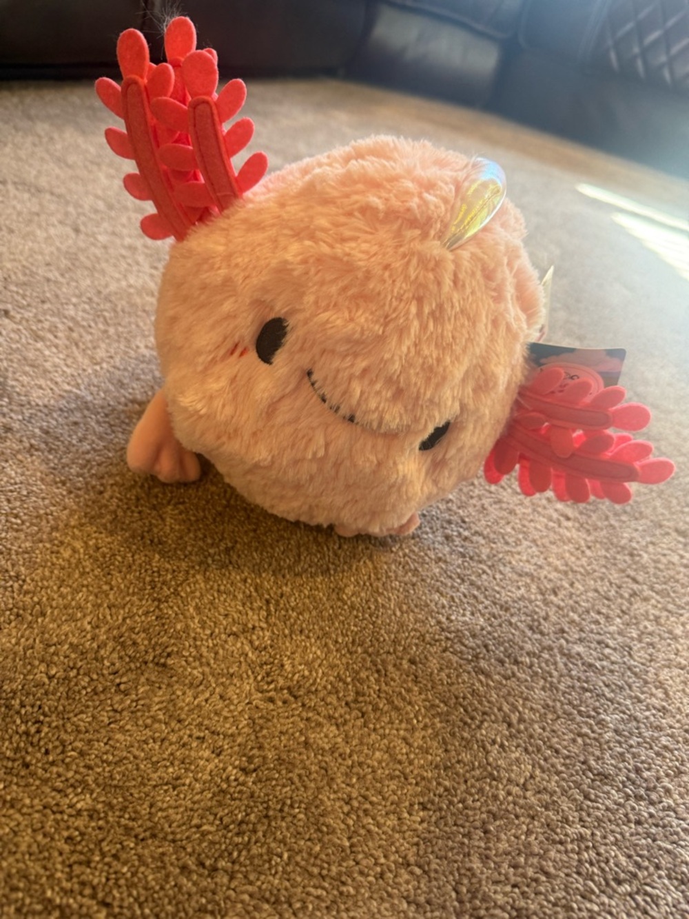 Plush Pink Axolotl Plushie - Soft Smiling Cuddle Toy